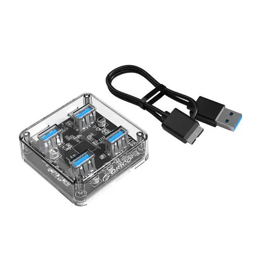 Orico хъб USB3.0 HUB 4 port transparent, 1m cable - MH4U-U3-10-CR - image 4