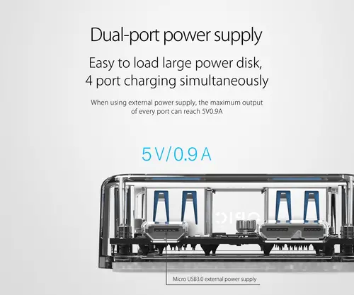 Orico хъб USB3.0 HUB 4 port transparent, 1m cable - MH4U-U3-10-CR - image 8