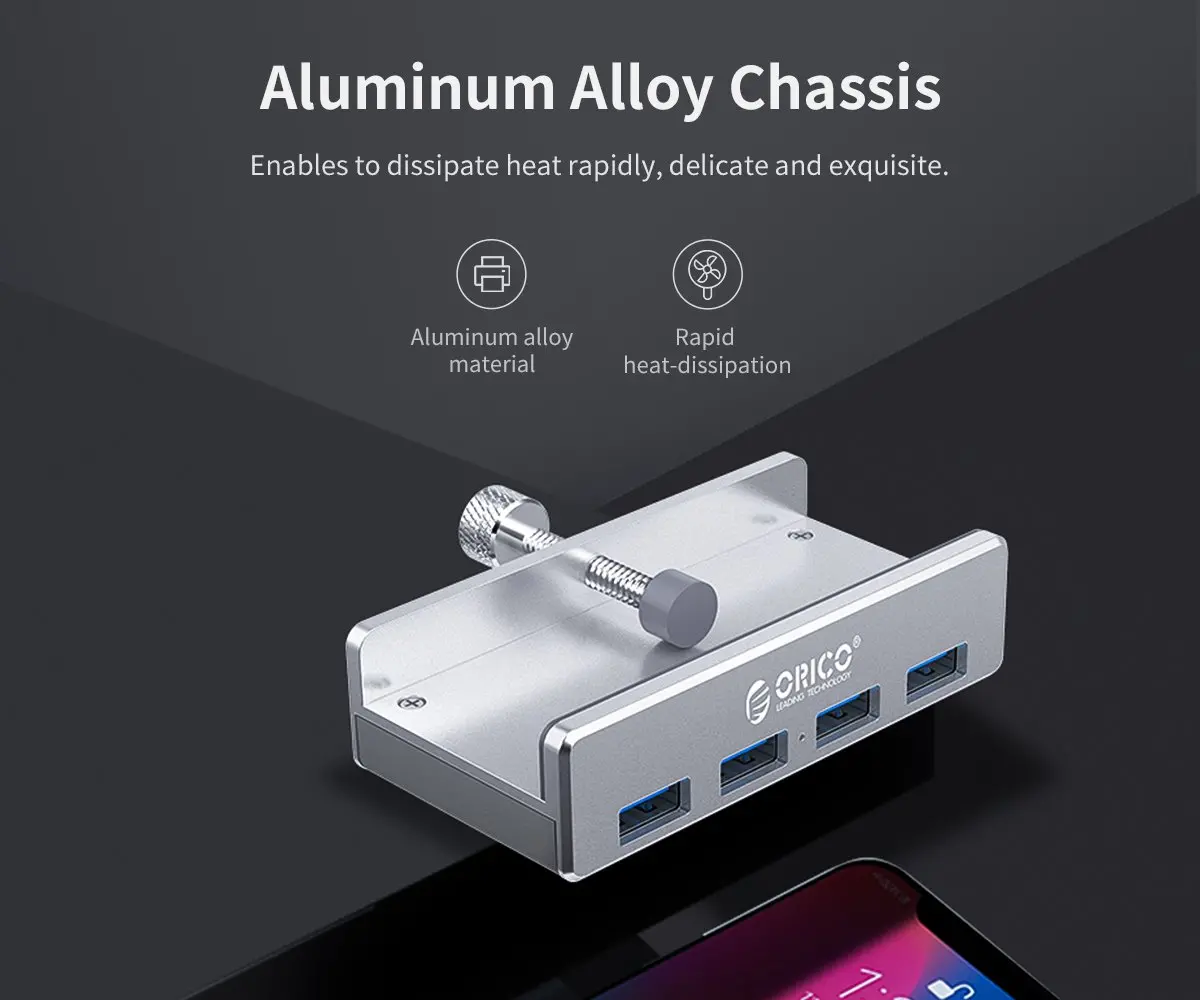 Orico хъб USB 3.0 HUB Clip Type 4 port - Aluminum - MH4PU-SV - image 11
