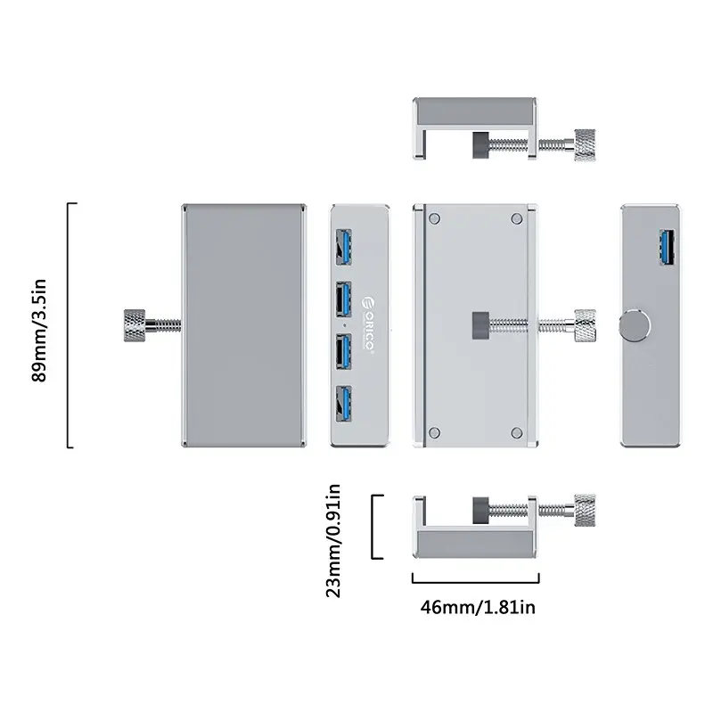 Orico хъб USB 3.0 HUB Clip Type 4 port - Aluminum - MH4PU-SV - image 3