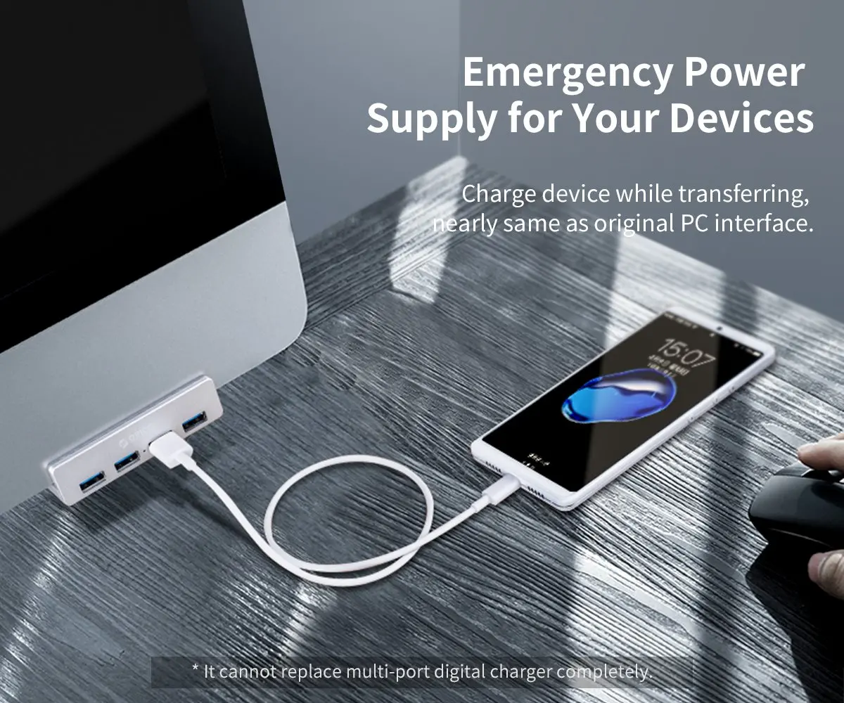 Orico хъб USB 3.0 HUB Clip Type 4 port - Aluminum - MH4PU-SV - image 9