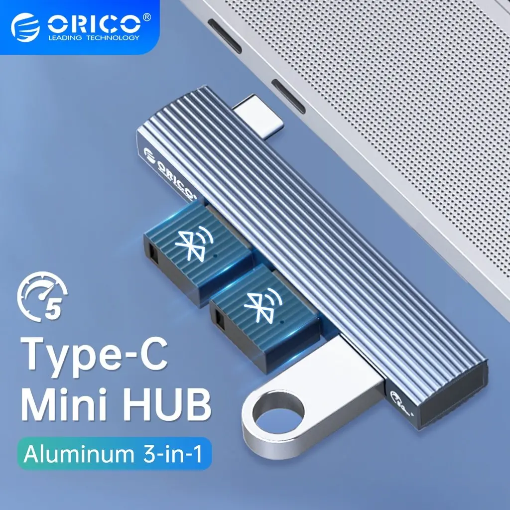 Orico хъб USB3.0/2.0 HUB 3 port TYPE C, Aluminum - AH-W13-GY - image 4