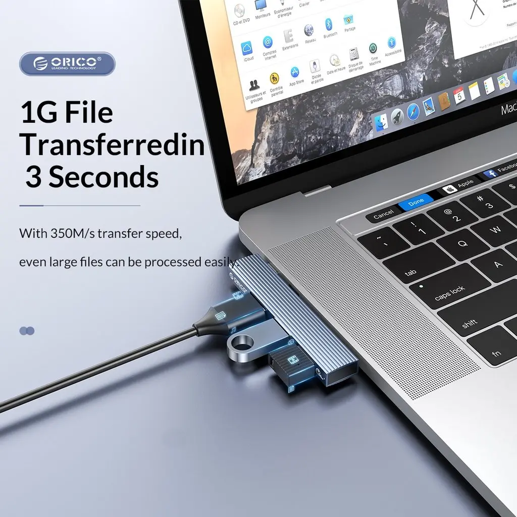 Orico хъб USB3.0/2.0 HUB 3 port TYPE C, Aluminum - AH-W13-GY - image 7