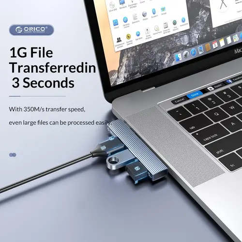 Orico хъб USB3.0/2.0 HUB 3 port TYPE C, Aluminum - AH-W13-GY - image 7