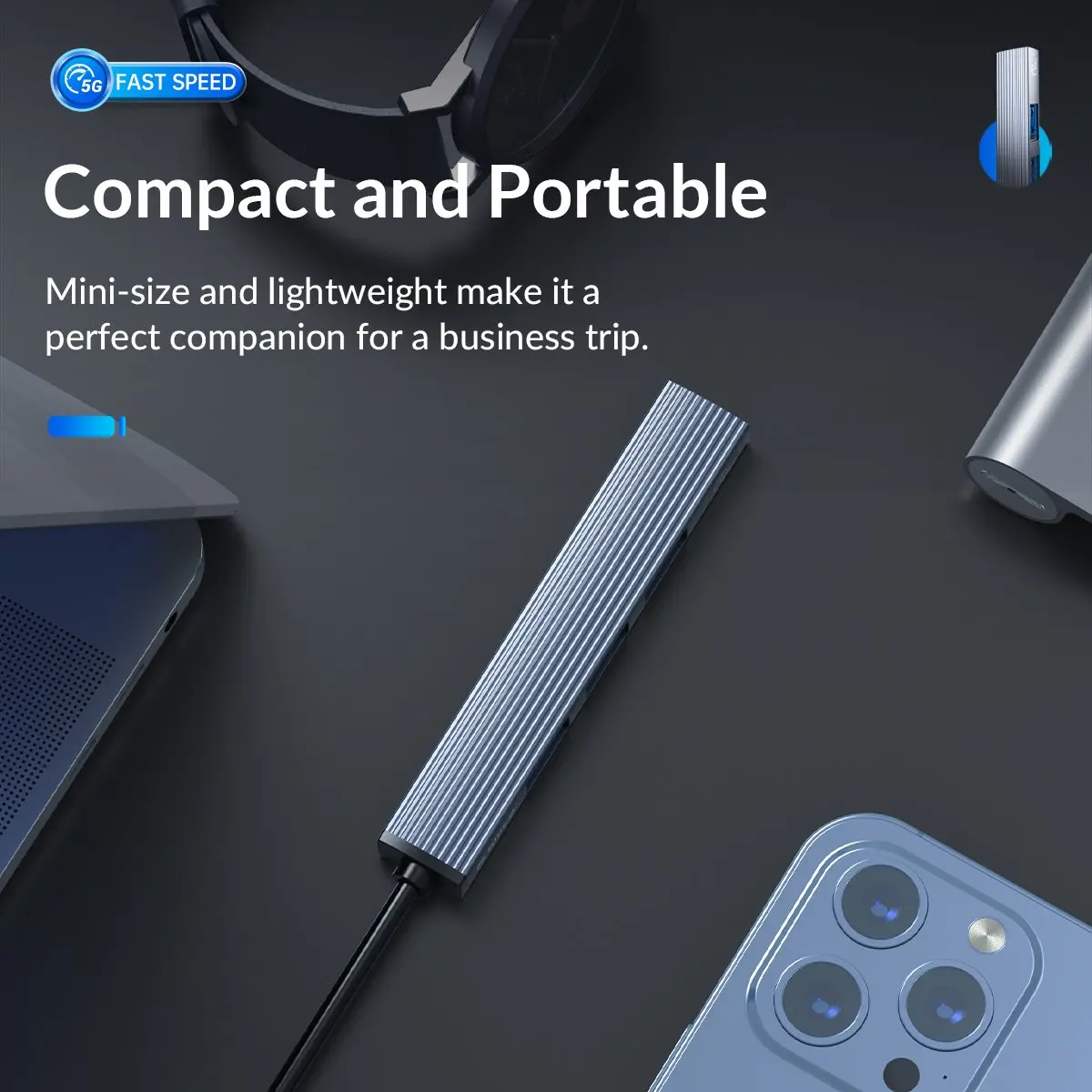 Orico хъб USB3.0/2.0 HUB 3 port + card reader, Aluminum - AH-A12F-GY - image 8