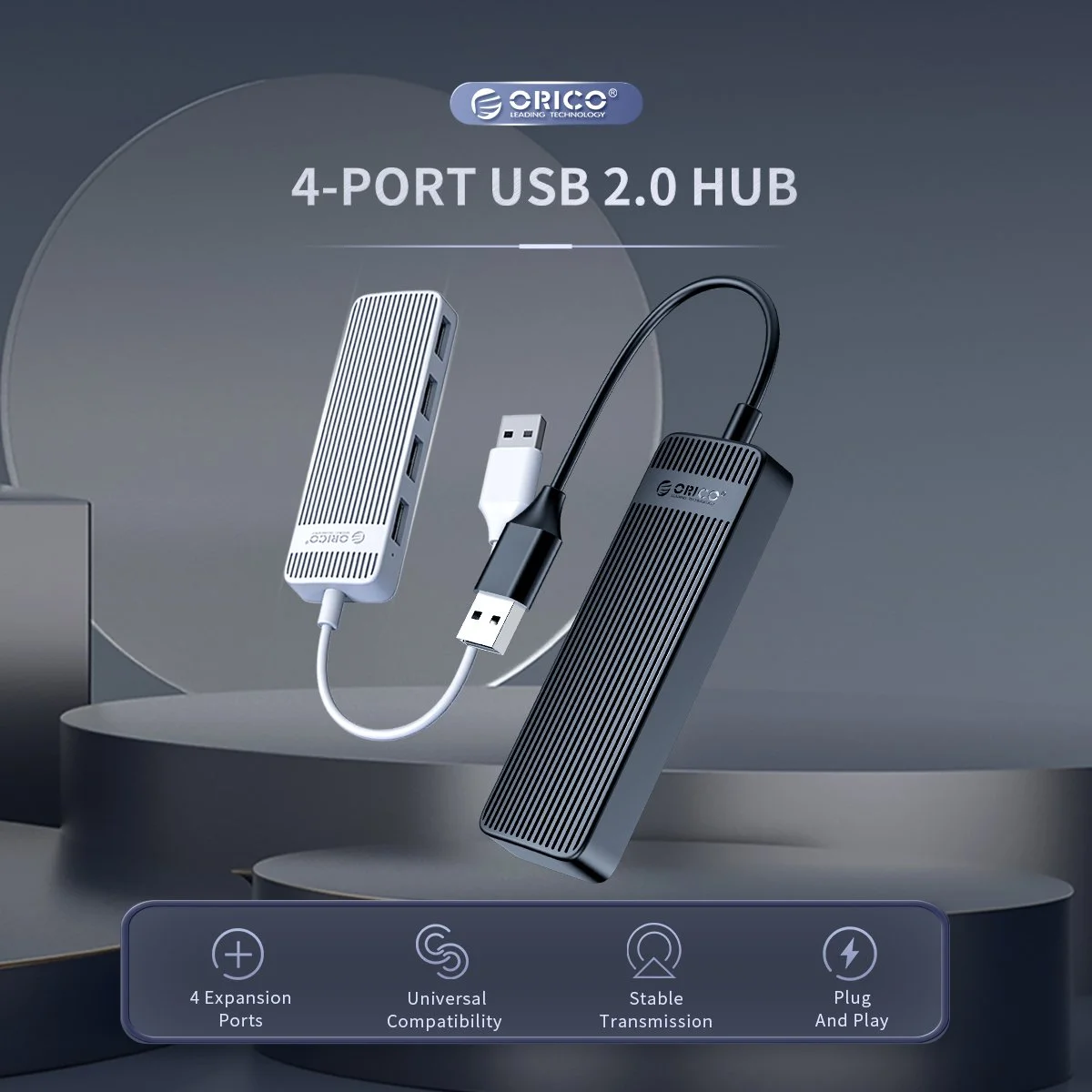 Orico хъб USB2.0 HUB 4 port Black - FL02-BK - image 3