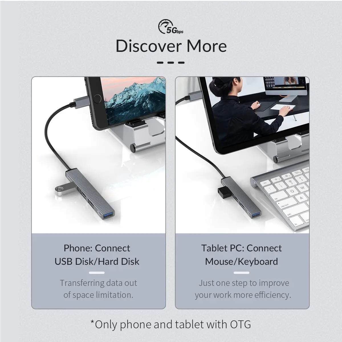 Orico Hub USB3.0/2.0 4 θυρών - είσοδος Type-C - AH-13-GY - image 15