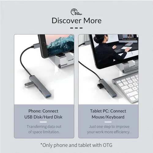 Orico Hub USB3.0/2.0 4 θυρών - είσοδος Type-C - AH-13-GY - 16
