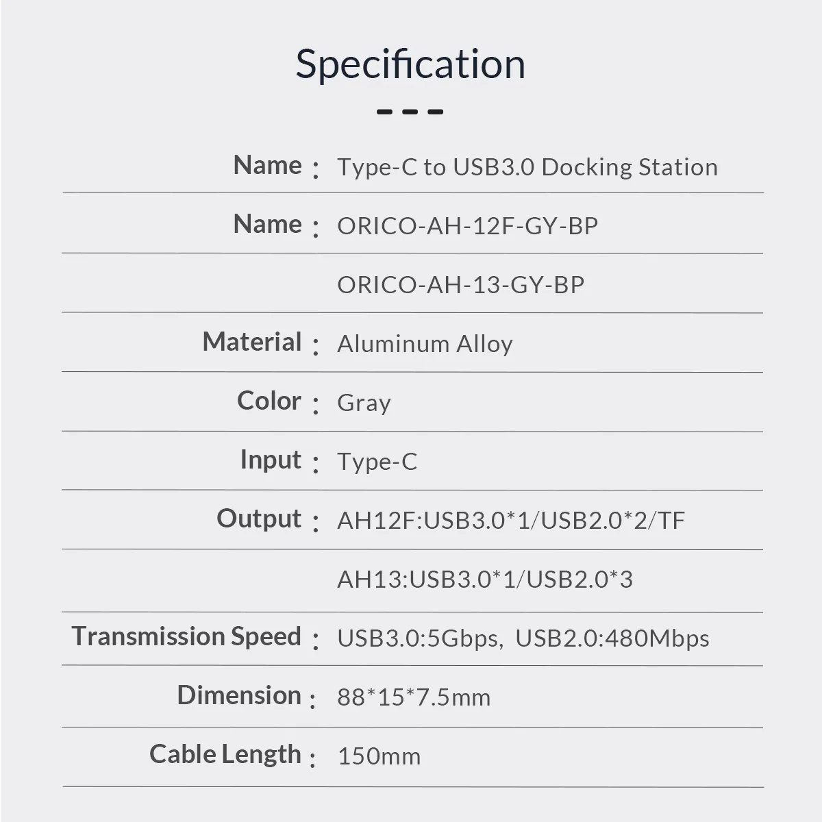 Orico хъб USB3.0/2.0 HUB 4 port - Type-C input - AH-13-GY - image 20