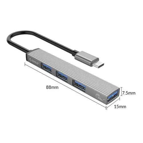 Orico Hub USB3.0/2.0 4 θυρών - είσοδος Type-C - AH-13-GY - 7