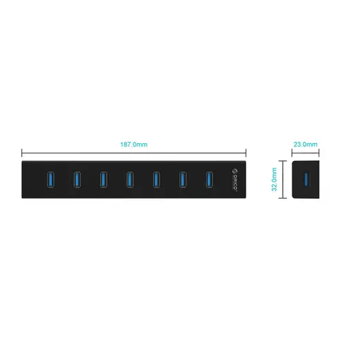 Orico хъб USB3.0 HUB 7 port Black - H7013-U3-AD - image 4