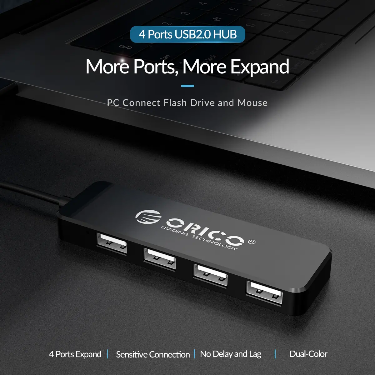 Orico USB Hub USB2.0 4 θυρών, μαύρο - FL01-BK - image 5