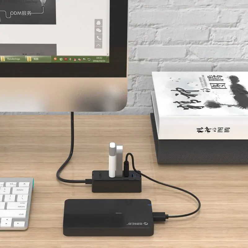 Orico хъб USB3.0 HUB 4 port - USB/Micro USB input, 1m cable - W5P-U3-100-BK-PRO - image 3