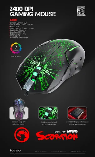 Marvo геймърска мишка Gaming Mouse M207 - 3200dpi - MARVO-M207 - image 3