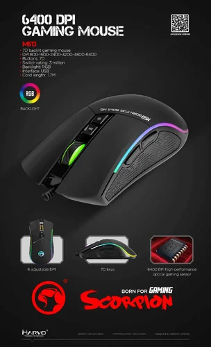 Marvo геймърска мишка Gaming Mouse M513 RGB - 4800dpi / programmable - image 5