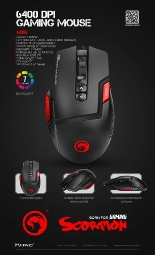 Marvo геймърска мишка Gaming Mouse M355 - 6400dpi / programmable / 1000Hz - image 3
