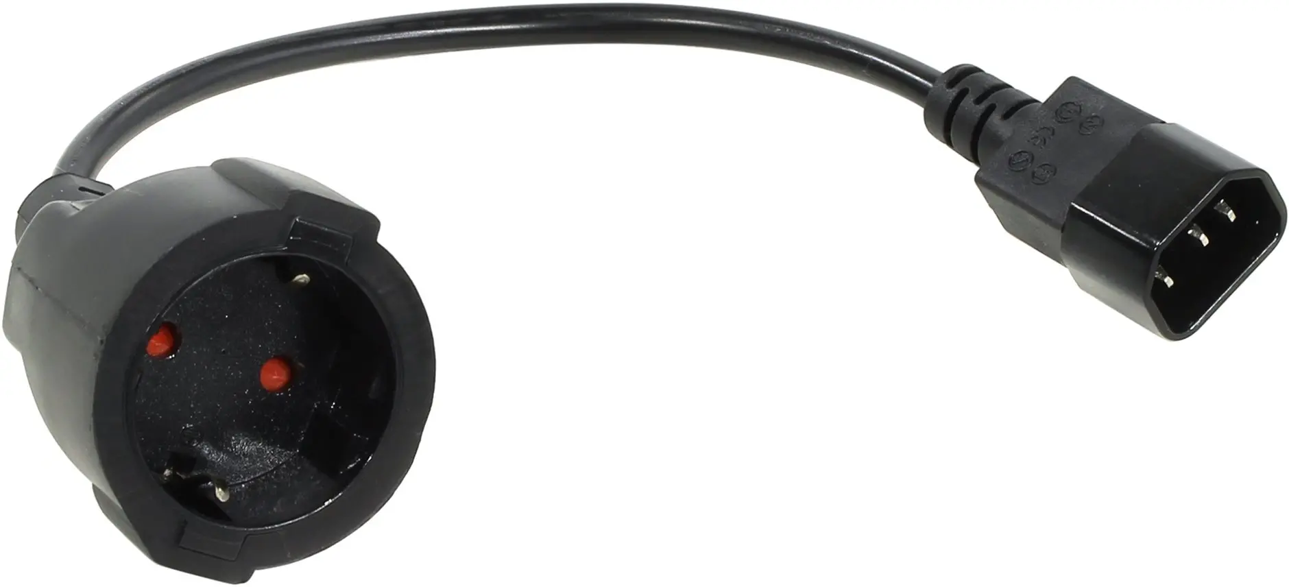VCom cablu de alimentare prelungitor IEC 320 C14 / SCHUKO F 0.2m 16A negru - CE002-CU1.5mm-0.2m