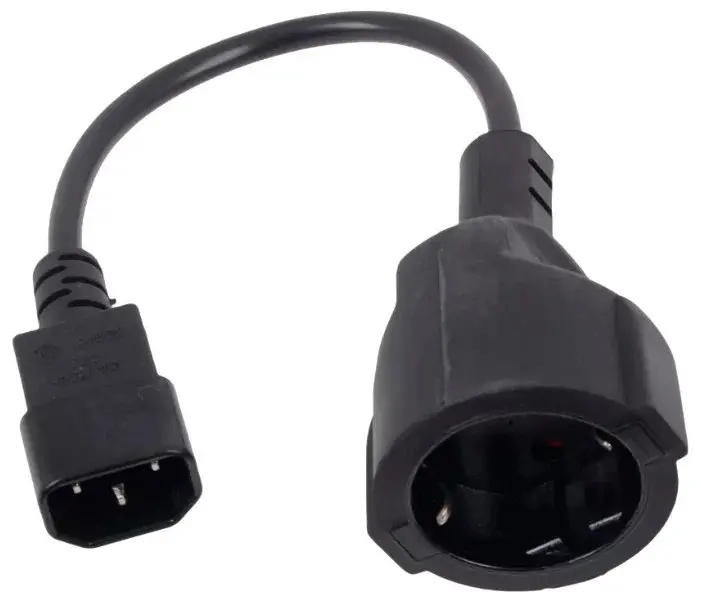 VCom cablu de alimentare prelungitor IEC 320 C14 / SCHUKO F 0.2m 16A negru - CE002-CU1.5mm-0.2m - image 1