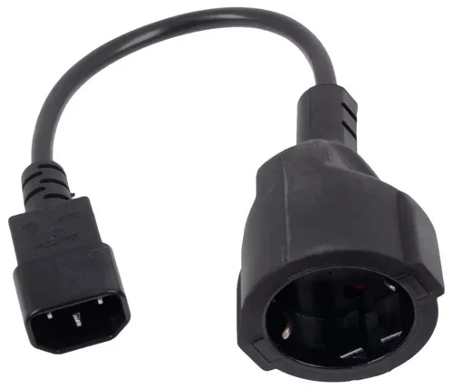 VCom захранващ кабел Cable Power Ext IEC 320 C14 / SCHUKO F 0.2m 16A Black - CE002-CU1.5mm-0.2m - image 1