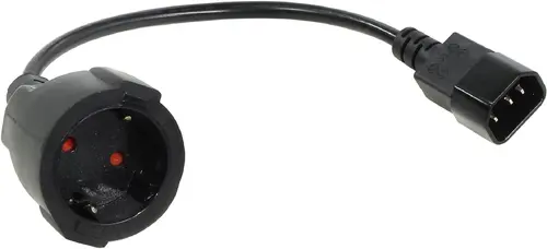 VCom cablu de alimentare prelungitor IEC 320 C14 / SCHUKO F 0.2m 16A negru - CE002-CU1.5mm-0.2m - 1