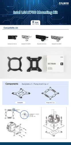 Zalman Mounting Kit LGA1700 TYPE-B for Reserator5 Z24/Z36 - ZM1700-MKB - image 1