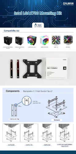 Zalman Mounting Kit LGA1700 TYPE-A for CNPS10x/16x/17x/20x - ZM1700-MKA - image 1