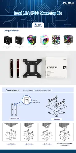 Zalman Κιτ στήριξης LGA1700 TYPE-A για CNPS10x/16x/17x/20x - ZM1700-MKA - 2