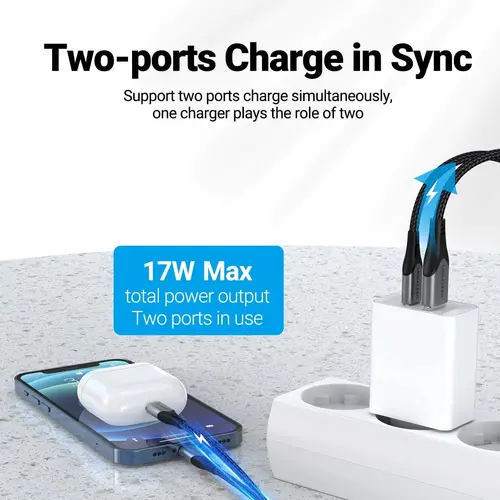 Vention бързо зарядно Fast Charger Wall - QC4.0, PD Type-C + QC3.0 USB A, 20W White - FBBW0 - image 3