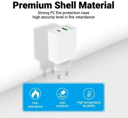 Vention бързо зарядно Fast Charger Wall - QC4.0, PD Type-C + QC3.0 USB A, 20W White - FBBW0 - image 6