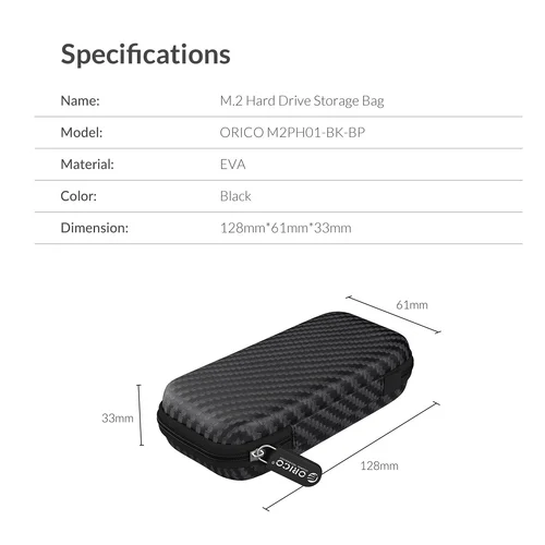 Orico калъф за външен диск Storage Bag - NVMe Black - M2PH01-BK - image 13