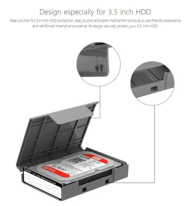 Orico cutie de protecție pentru hard disk Hard Disk Protection Box 3.5" - PHP35-V1-GY - image 6