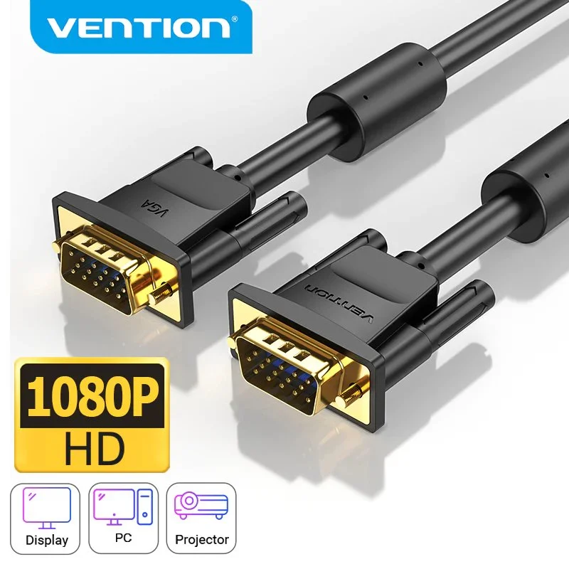 Vention Кабел за монитор Cable VGA HD15 M / M 2.0m Gold Plated, 2 Ferrites - DAEBH