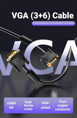 Vention Καλώδιο οθόνης VGA HD15 M / M 1.5m επιχρυσωμένο, 2 φερρίτες - DAEBG - 4
