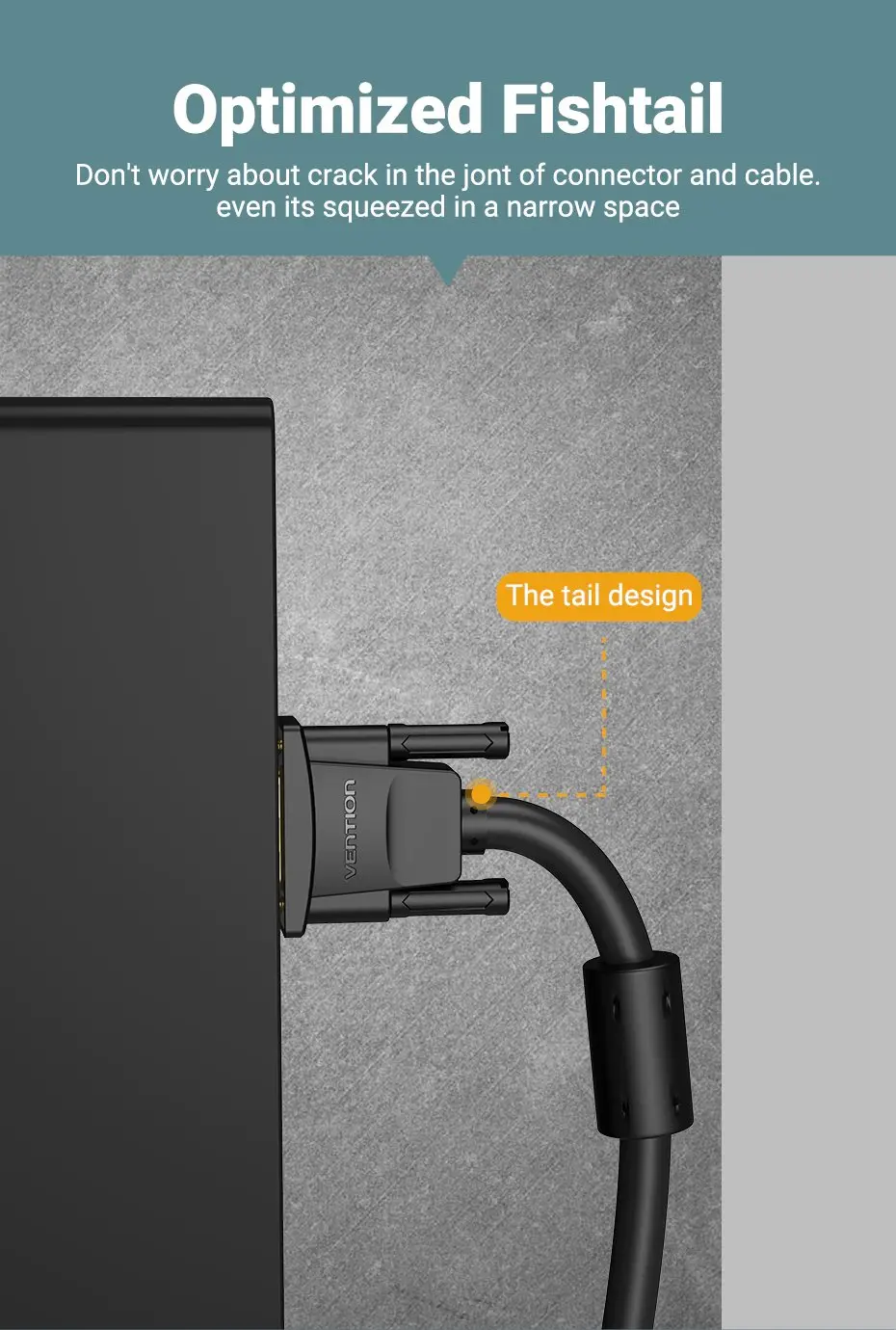 Vention Cablu pentru monitor VGA HD15 M / M 1.5m placat cu aur, 2 ferite - DAEBG - image 5