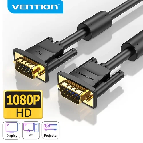 Vention Кабел за монитор Cable VGA HD15 M / M 1.5m Gold Plated, 2 Ferrites - DAEBG