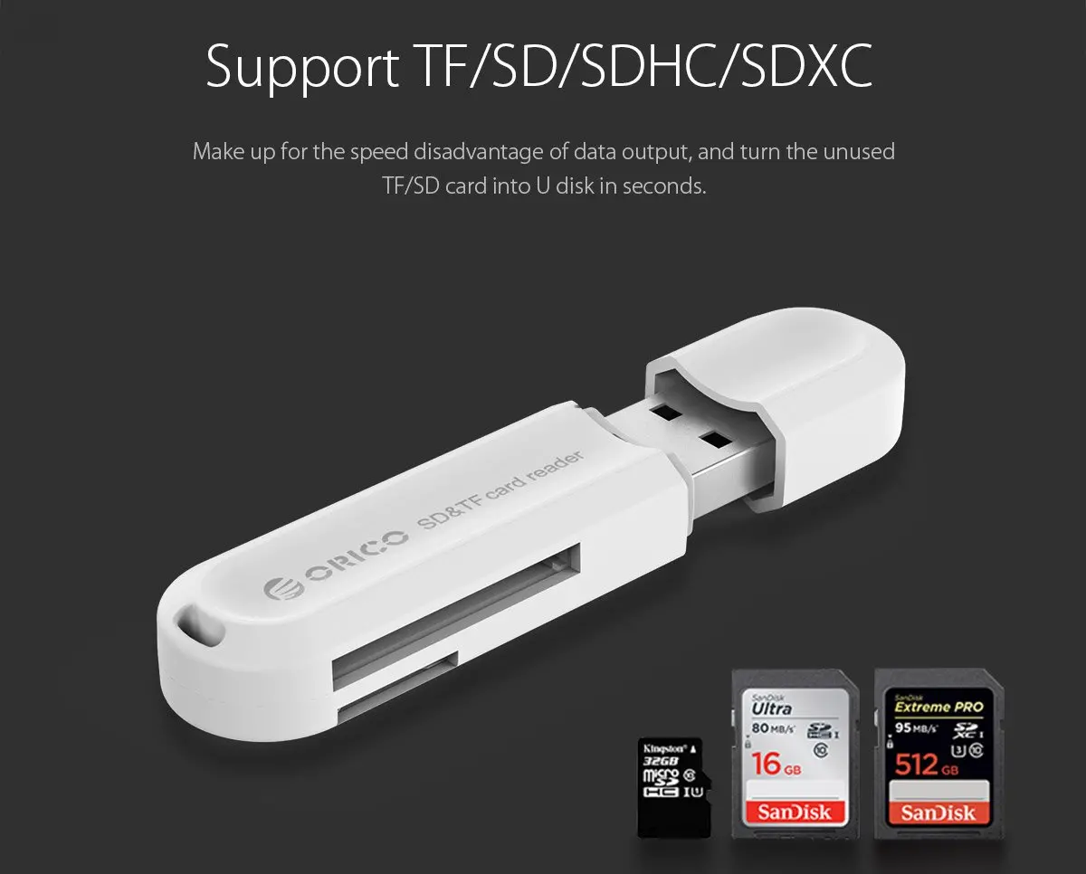 Orico четец на карти Card Reader USB3.0 Gray - CRS21-BK - image 11