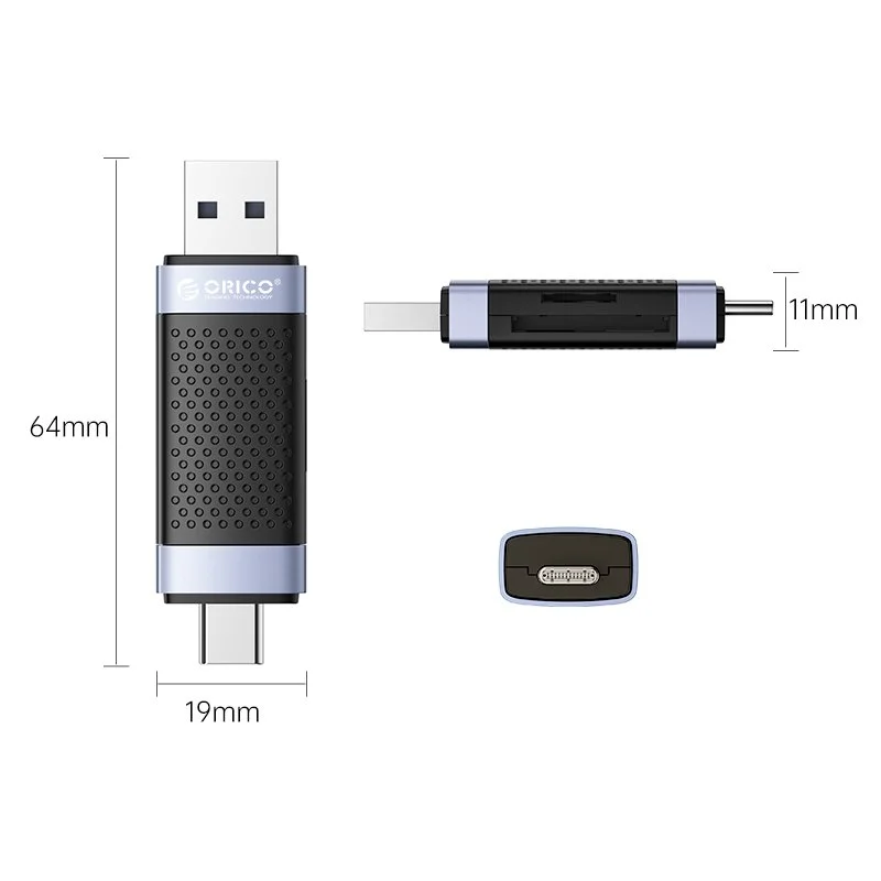 Orico четец за карти Card Reader USB Type C/A Black - CD2D-AC2-BK - image 1