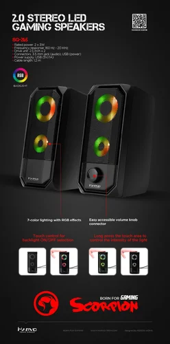 Marvo тонколони Gaming Speakers 2.0 6W RGB - MARVO-SG-265 - image 4