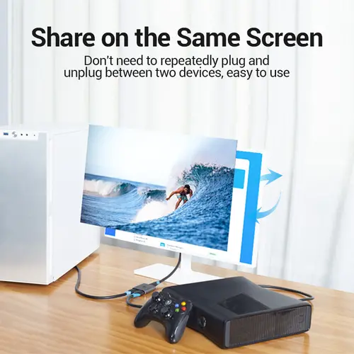 Vention Разклонител превключвател HDMI 2.0 Switcher/Splitter 2-Port Bi-Direction - Silver Aluminium - AFUH0 - image 2