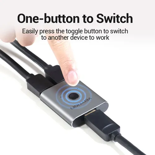 Vention Разклонител превключвател HDMI 2.0 Switcher/Splitter 2-Port Bi-Direction - Silver Aluminium - AFUH0 - image 3