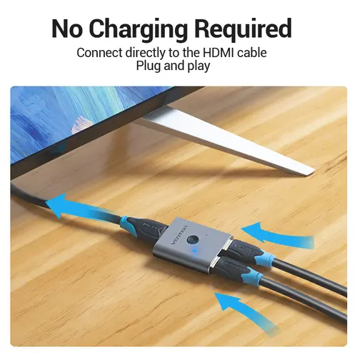 Vention Разклонител превключвател HDMI 2.0 Switcher/Splitter 2-Port Bi-Direction - Silver Aluminium - AFUH0 - image 4