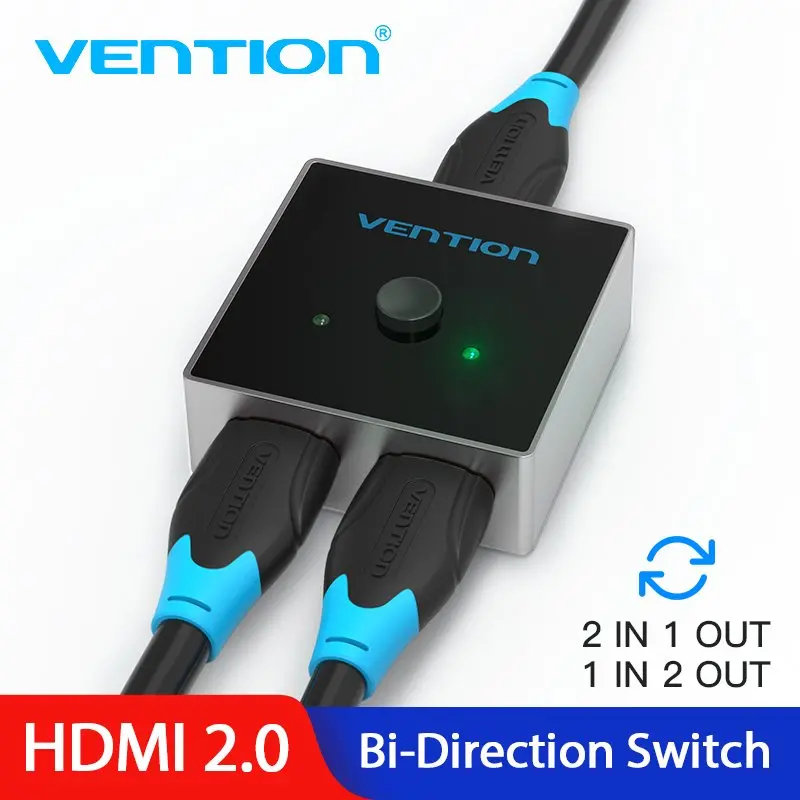 Vention Разклонител превключвател HDMI 2.0 Switcher/Splitter 2-Port Bi-Direction - Grey Aluminium - AFLH0 - image 1