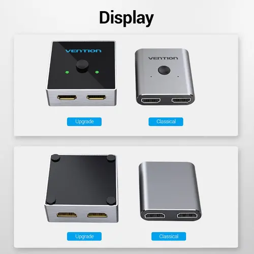 Vention Ramificator comutator HDMI 2.0 Switcher/Splitter 2 porturi bidirecțional - aluminiu gri - AFLH0 - 13