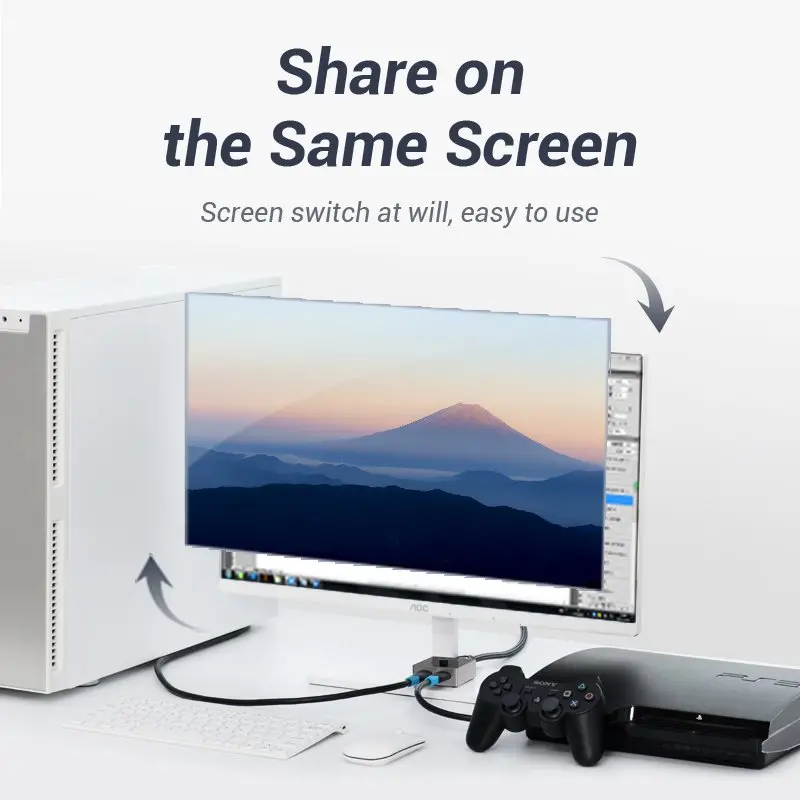 Vention Разклонител превключвател HDMI 2.0 Switcher/Splitter 2-Port Bi-Direction - Grey Aluminium - AFLH0 - image 3