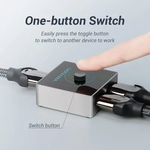 Vention Ramificator comutator HDMI 2.0 Switcher/Splitter 2 porturi bidirecțional - aluminiu gri - AFLH0 - 5