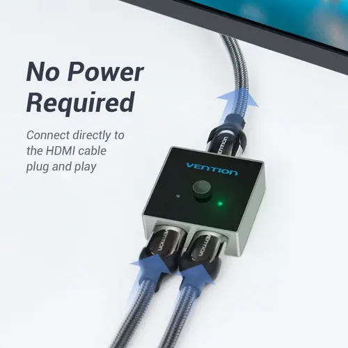 Vention Ramificator comutator HDMI 2.0 Switcher/Splitter 2 porturi bidirecțional - aluminiu gri - AFLH0 - 6