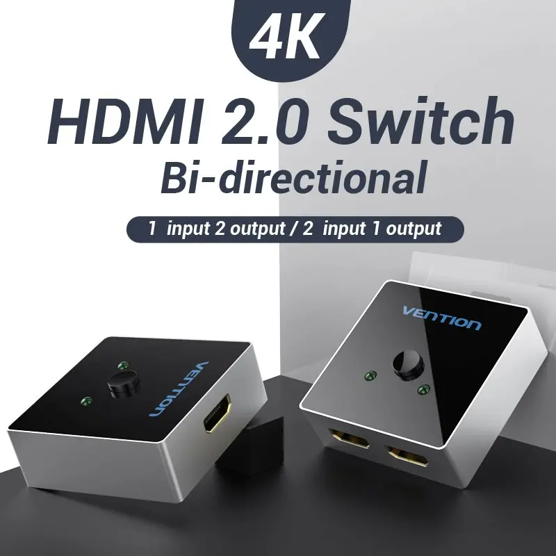 Vention Ramificator comutator HDMI 2.0 Switcher/Splitter 2 porturi bidirecțional - aluminiu gri - AFLH0 - image 7