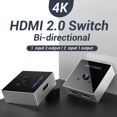 Vention Ramificator comutator HDMI 2.0 Switcher/Splitter 2 porturi bidirecțional - aluminiu gri - AFLH0 - 8