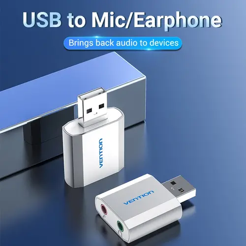 Vention placă de sunet externă USB - Căști, Microfon, Argintiu - VAB-S13 - 2