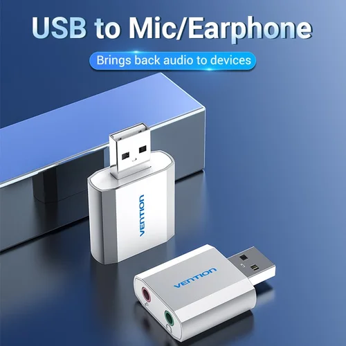 Vention външна звукова карта USB Sound card - Headphones, Mic, Silver - VAB-S13 - image 1